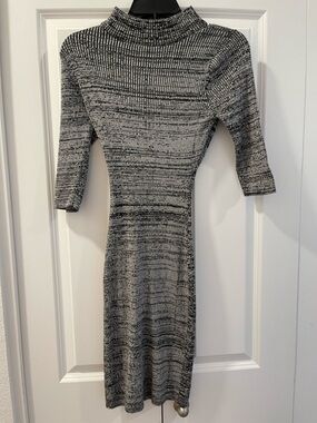 Rue21 Black & Gray Ribbed Knit Midi Dress with Mock Neck
